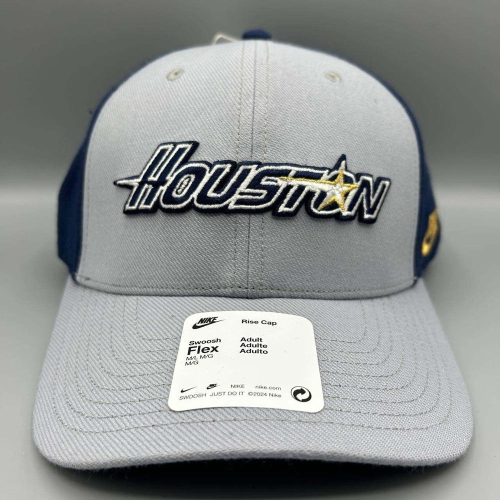 Houston Astros x Nike Rise Flex Hat Men M-L Gray Navy Stretch Fitted Cap‎ New